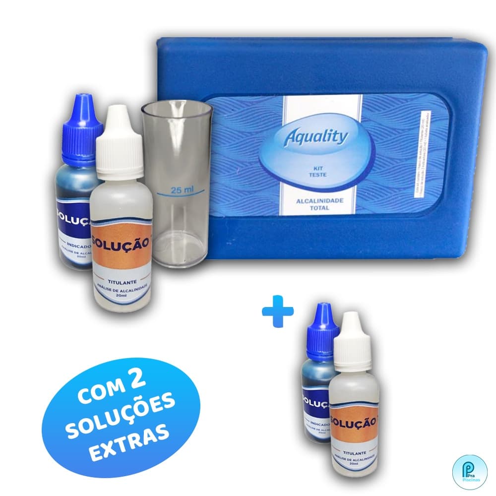 Kit Teste De Alcalinidade Para Água de Piscinas + 2 Soluções Extras