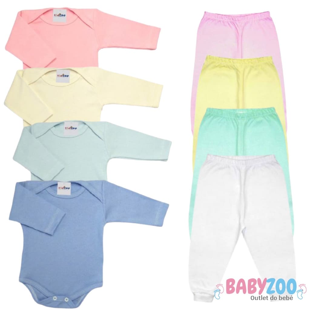 Kit 4 Pçs Body e Mijão /Enxoval Barato - Roupas p/Bebê