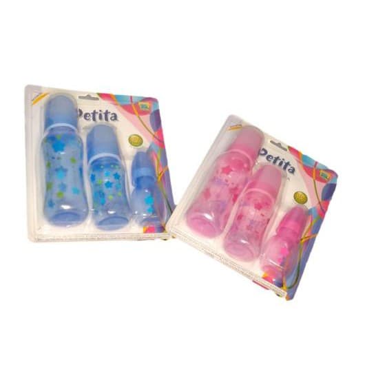Kit Mamadeira Bebê Petita Bico Convencional 3 Peças Meninos Meninas