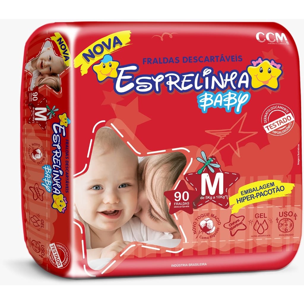 Fralda Estrelinha Baby Hiper M 90 Unidades