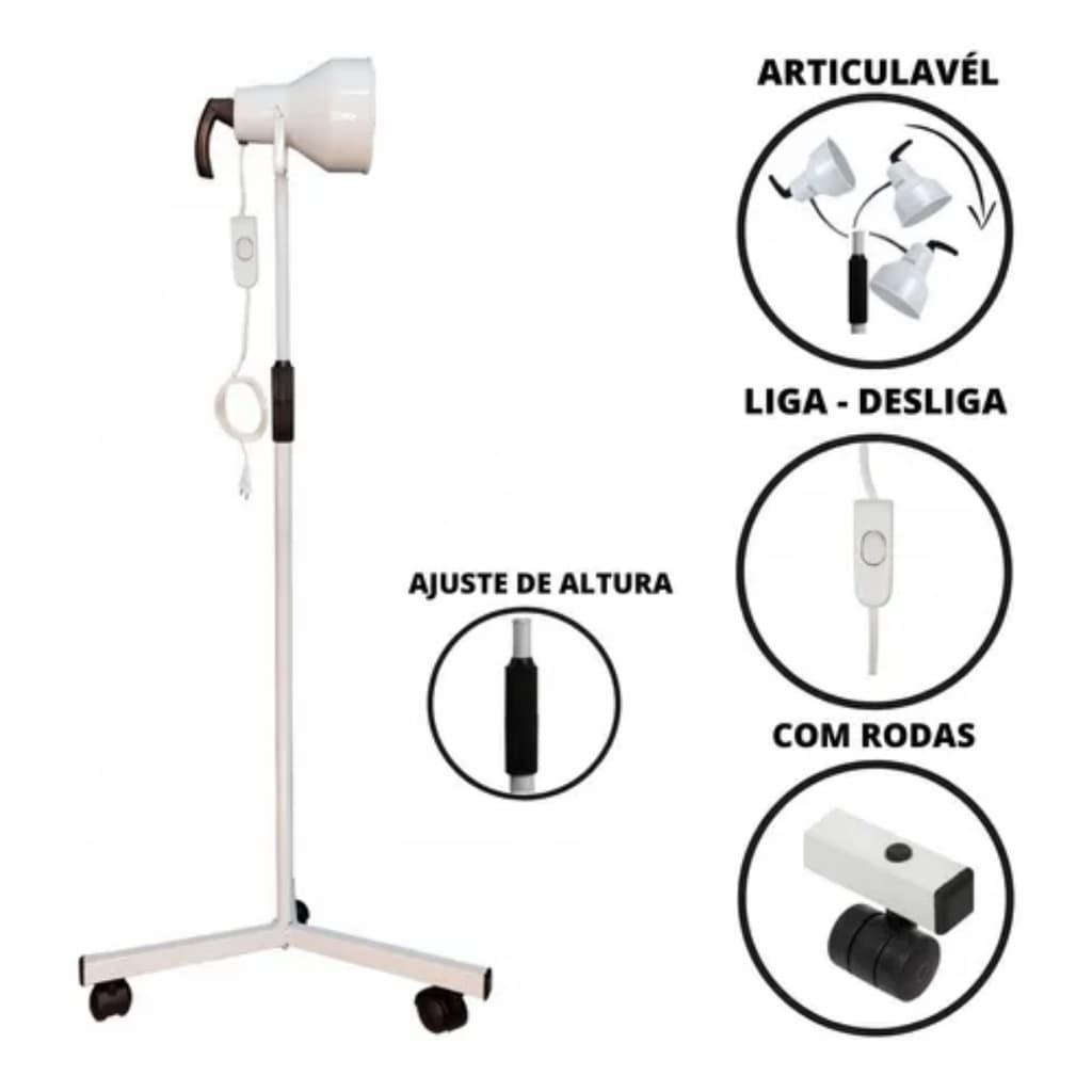 Suporte Pedestal Infravermelho Para Fisioterapia Sem Lâmpada