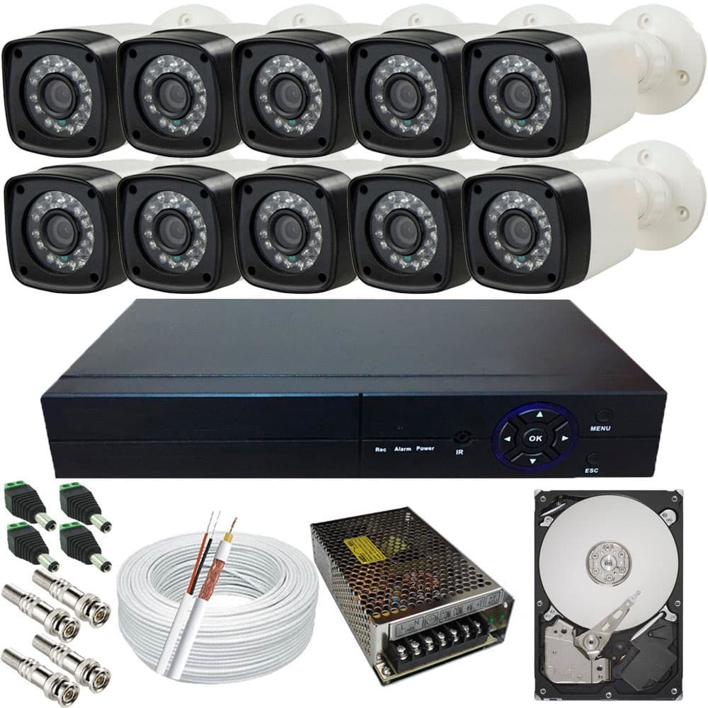 Sistema De Segurança 10 Câmeras Infravermelho Ahd 2 Mp Full Hd + Dvr Multi Hd 16 Canais