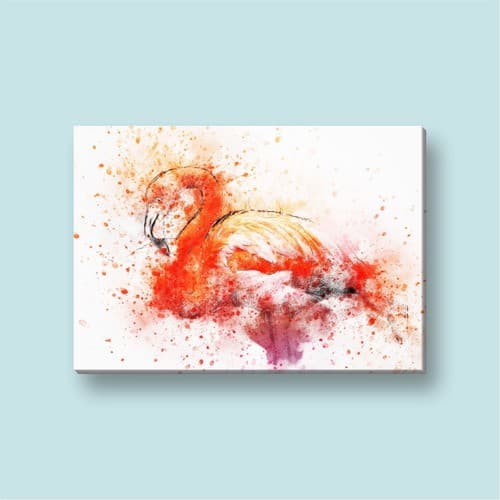 Quadro Decorativo Flamingo Desenho Pintura Em Tecido Canvas