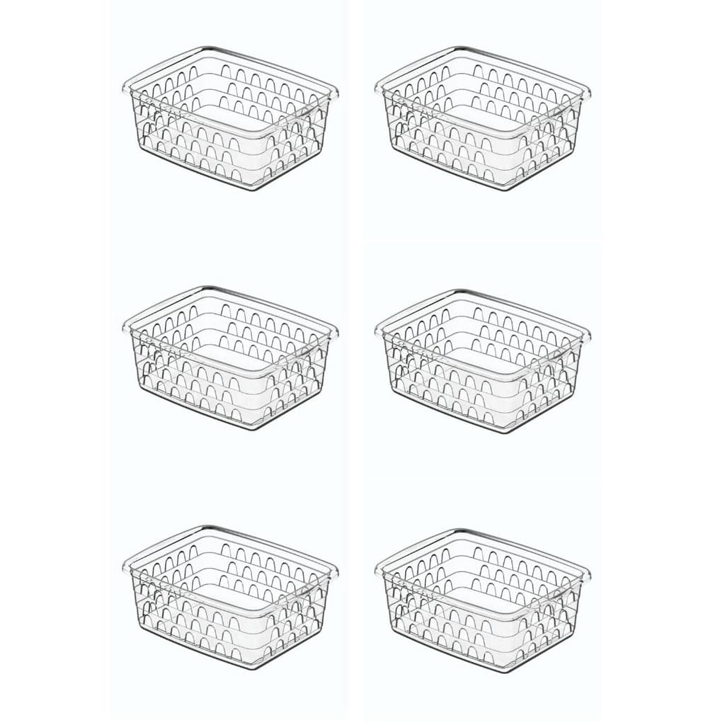 Kit 6 Cesto Organizador Multiuso 12x16 TRANSPARENTE Pequeno