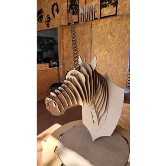 Cabeça 3D Unicórnio - MDF Natural