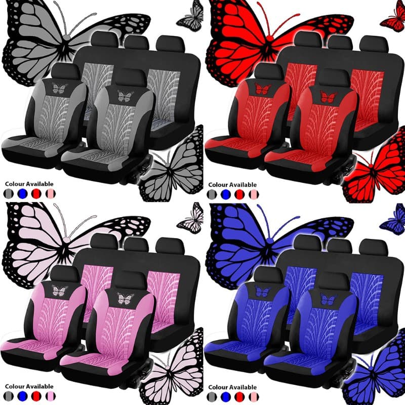 Capa Protetora De Assento Para Carro Tecido 9pcs/set General Motors Padrão Borboleta Fofa Moda Autopeças