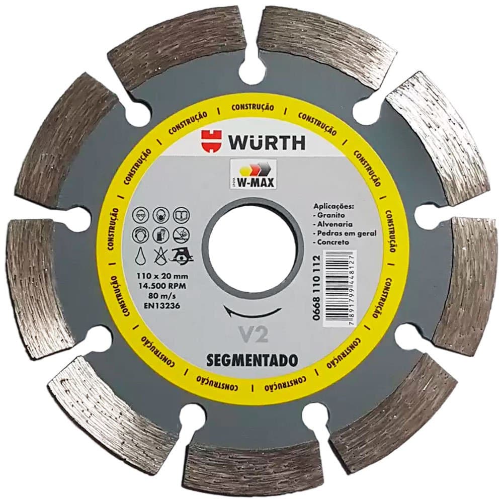 Disco de Corte Diamantado Segmentado 110mm - WURTH0668110112