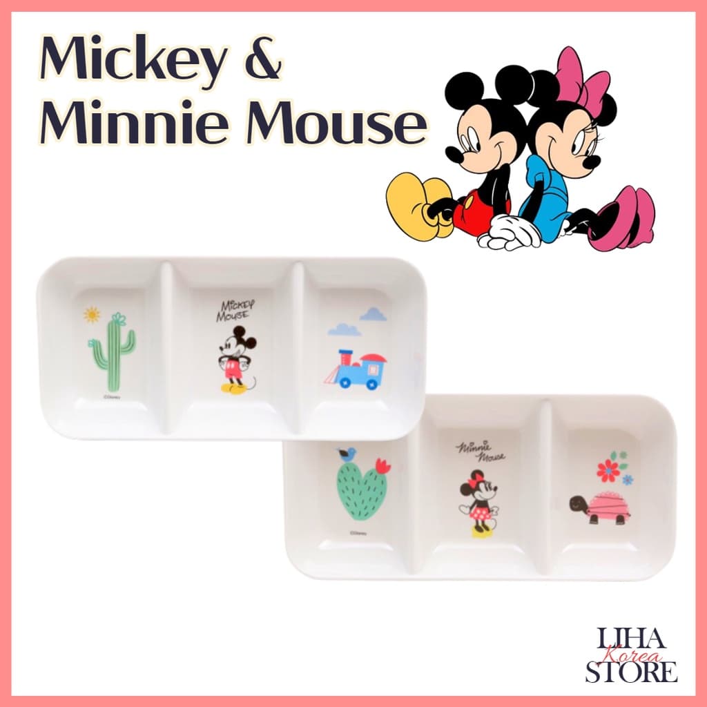 🎈 DAISO KOREA X Disney Mickey Mouse Prato Infantil 3 Espaços Bandeja De Refeição Pratos Infantis