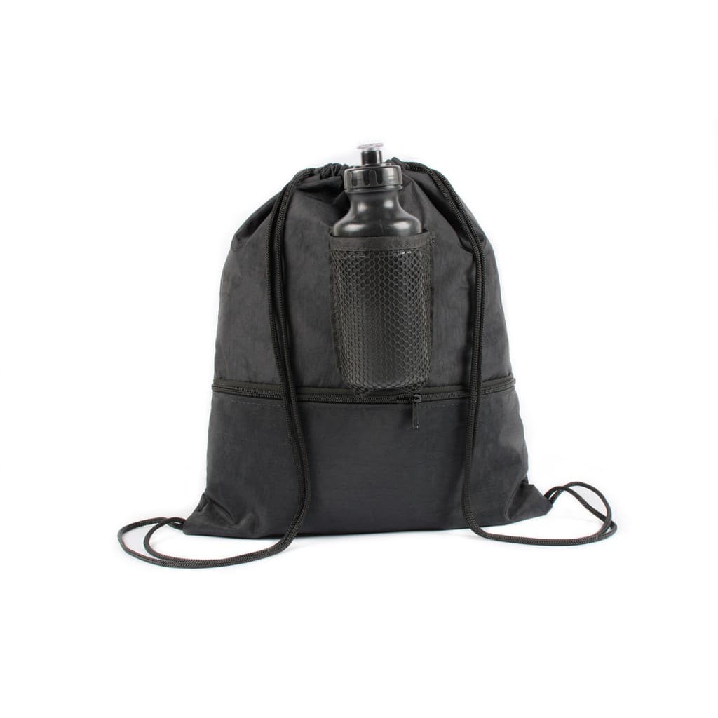 Mochila sacola, mochila de cordinha com porta squeeze