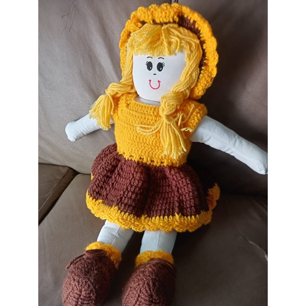 Boneca de pano vestido de Croche 50 cm