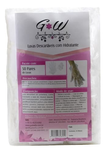 Luvas Descartáveis C/ Creme Amolecedor D Cutículas 100 Pares