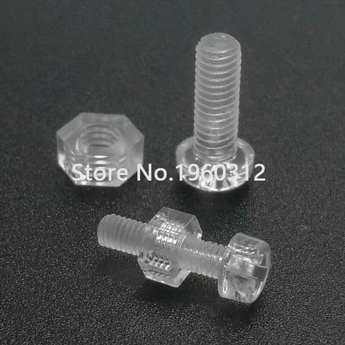 8 X Parafuso Acrilico M4 X 10mm Com Porca Acrilico
