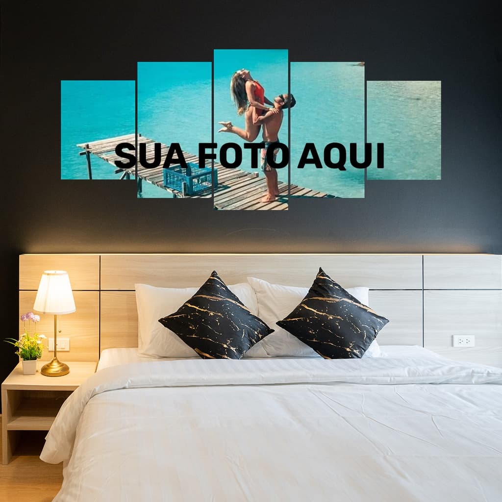 Quadro Mosaico  Personalizado Grande Pra Sala Quarto Escritorio 5 peças Decorativo Cozinha Namorados Love