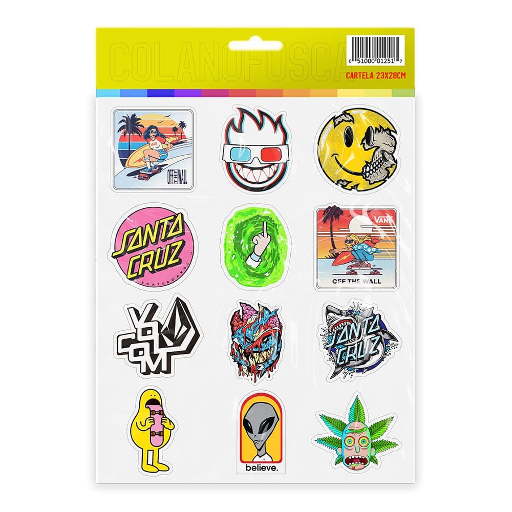 Cartela De Adesivos Skate Marcas Skateboard Sk4