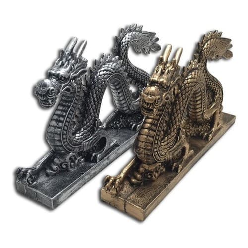 Dragão Chinês Com Base 2 Cores Decoração De Resina