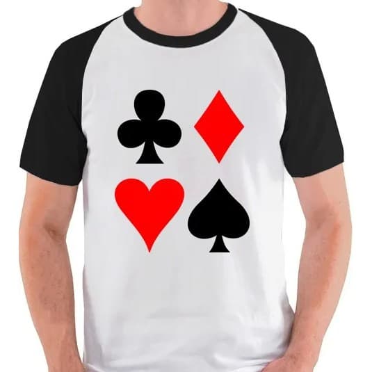 Camiseta Naipe Poker Cartas Baralho Camisa Blusa Raglan