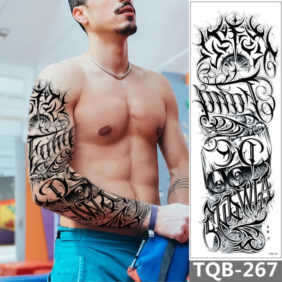 Tatuagem Temporária De Braço Inteiro Para Homens E Mulheres , Tatuagens De Manga À Prova D'água Longa Duração Falsas Realistas Populares