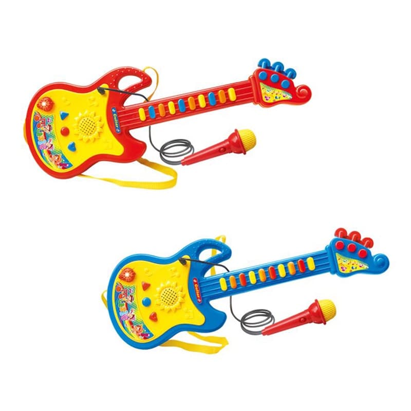Guitarra Infantil Com Microfone Brinquedo Musical - Dm Toys