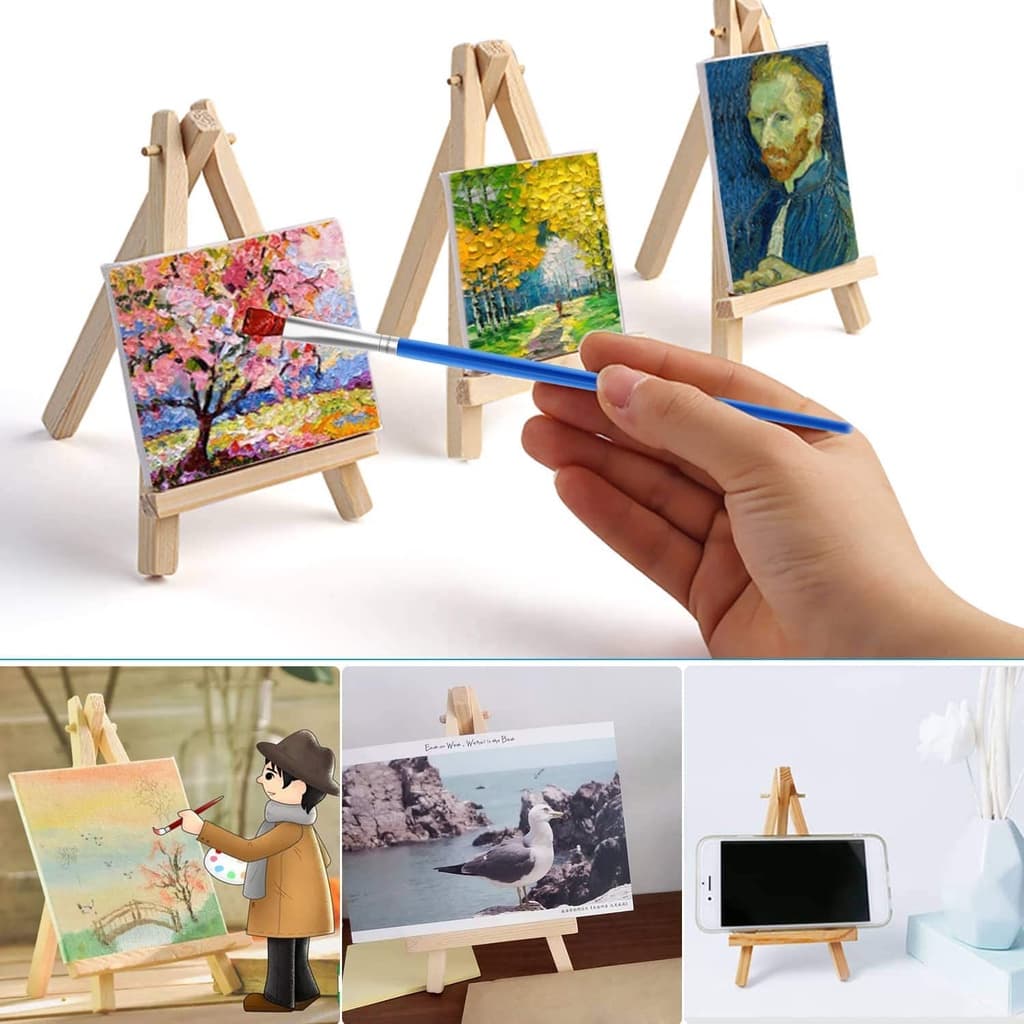 15 Mini cavaletes e Telas para pintura Conjunto pronto para uso