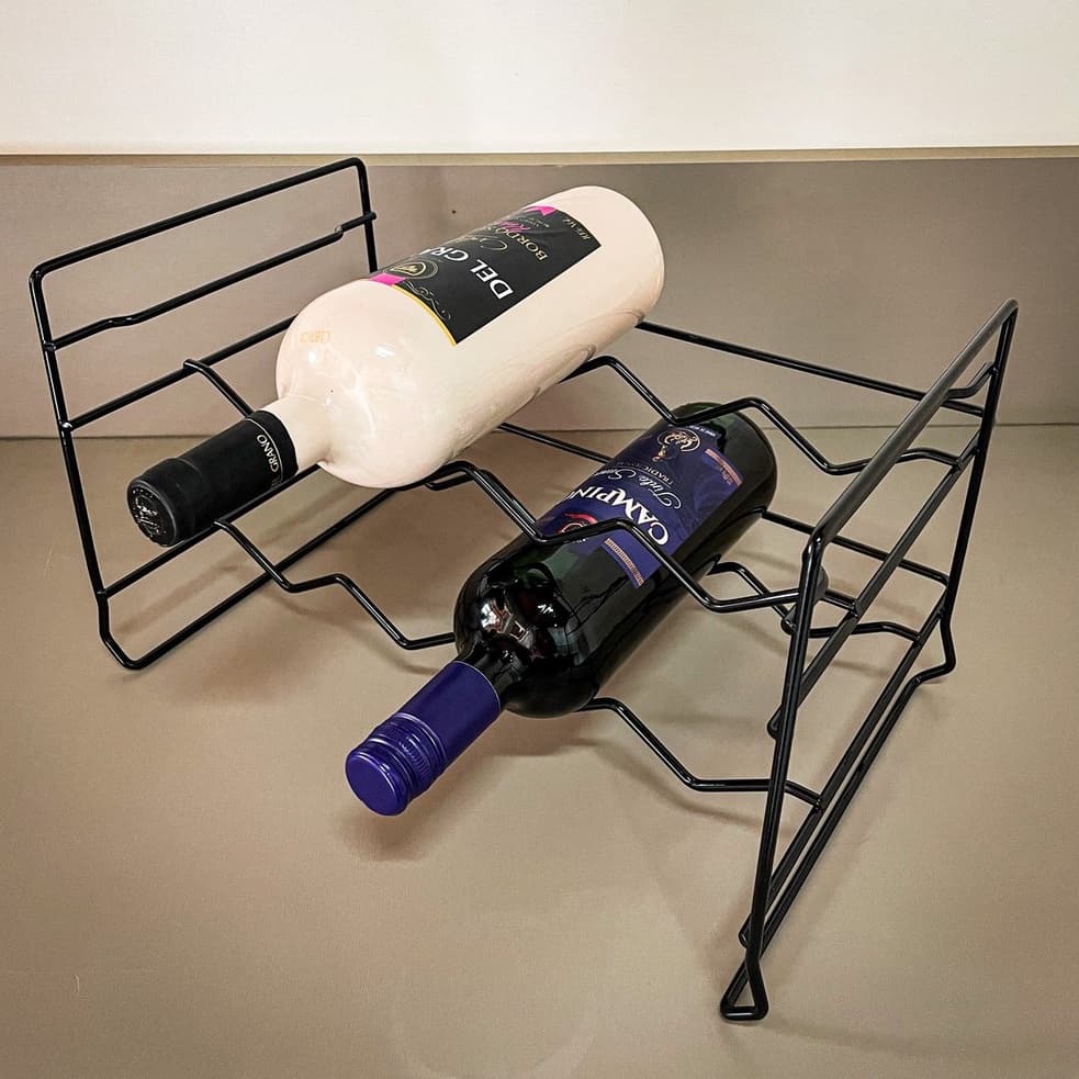 Adega Vinhos Aramado Empilhável Suporte Mini para 8 garrafas 750ml Preto Reforçado Organizador Rack Vinhos