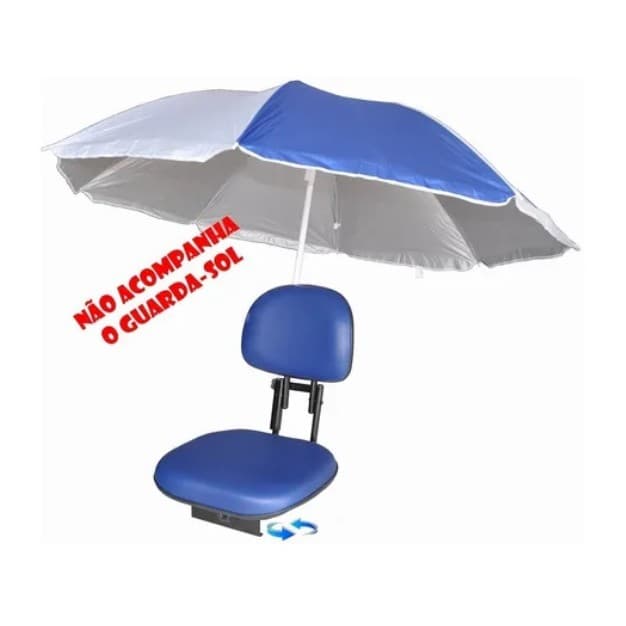 Cadeira Banco Barco Alumínio Giratória com Suporte para Guarda Sol