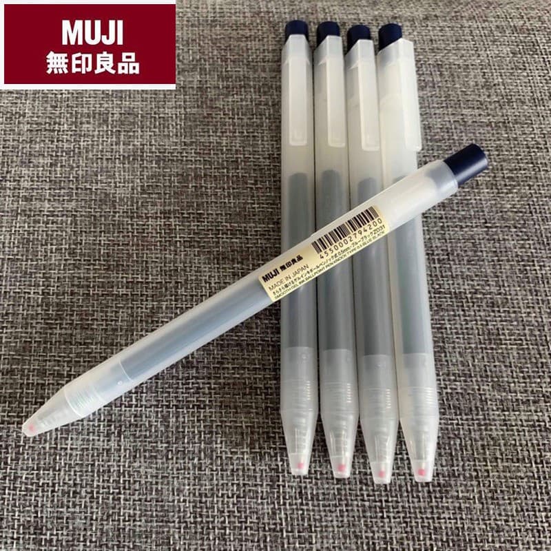 Caneta Gel Japão MUJI Para Batida Pressed (Preta/Azul/Vermelho)-Recargas No