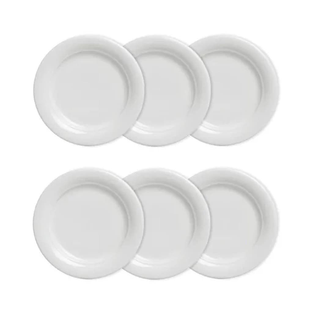 Jogo 6 Pratos Rasos Brancos 25cm de Melamina Refeição Buffet Restaurante Hotel
