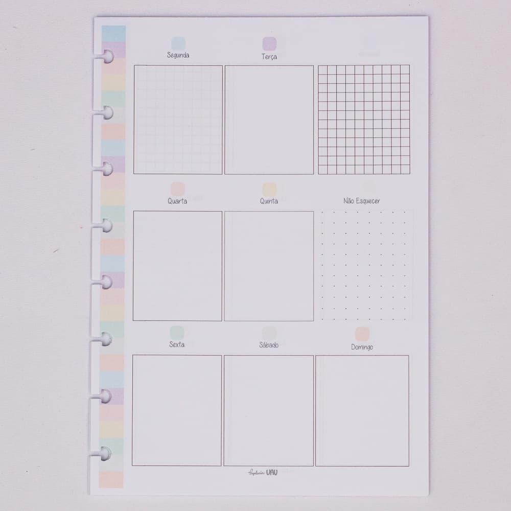 Refil Planner semanal -Organizador de Tarefas  Colors