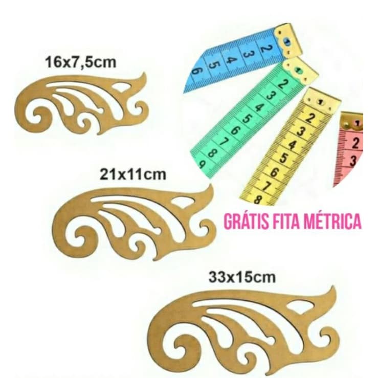 Kit 3 Reguas Modelagem Curva Francesa Costura Mdf + Fita Métrica