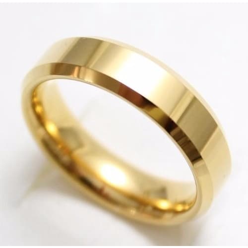 Aliança casamento tungstênio 6mm bamhada a ouro 18k