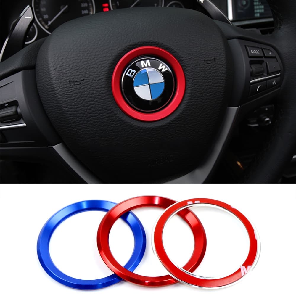 Para BMW X1 X3 X4 X5 X6 1/2/3/4/5/7 Series E46 E60 E90 E34 E36 E39 E83 Z3 Z4 Centro De Volante Emblema Decoração Anéis Adesivos