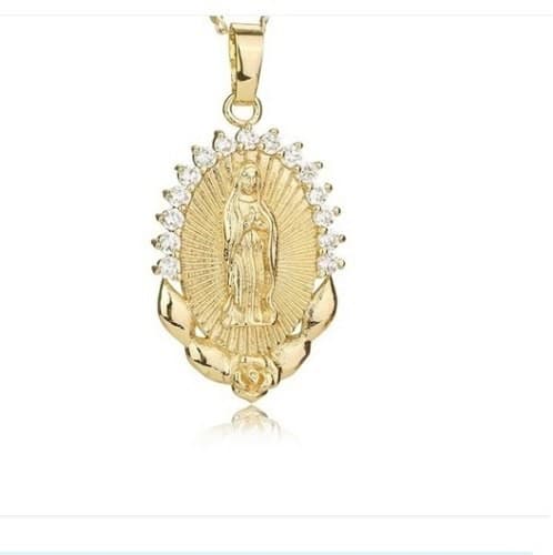 Colar E Medalha Virgem Maria 18 K Banhado A Ouro Católica