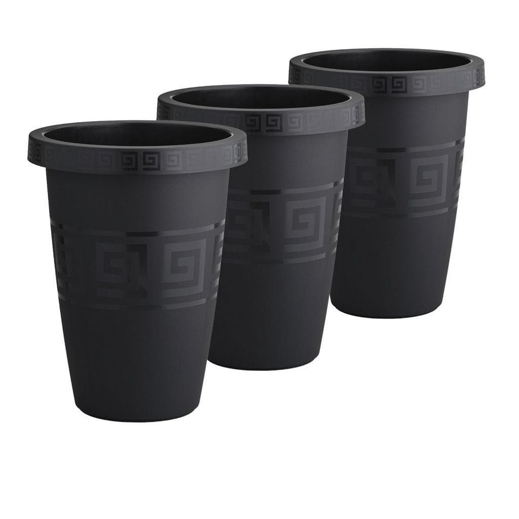 Kit 3 Vasos De Flor Redondo Preto 21 Litros Para Plantas Flores Jardim Jardinagem Vaso Reforçado