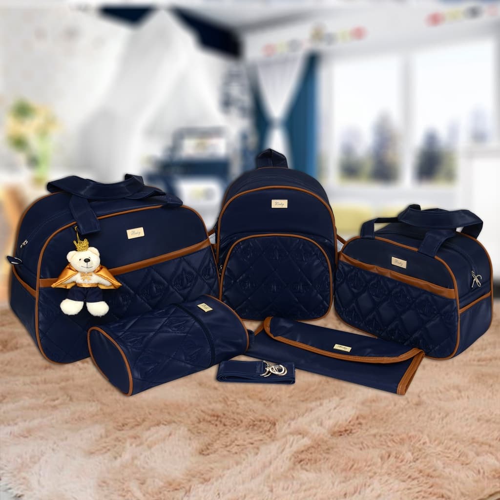 Kit bolsa/Mochila maternidade masculino bebê menino5 peças luxo gestante completo