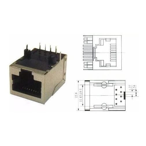 Kit 5 Peças Jack De Telefone Modular Rj45 Fêmea Blindado 8p8c 90g 59-01