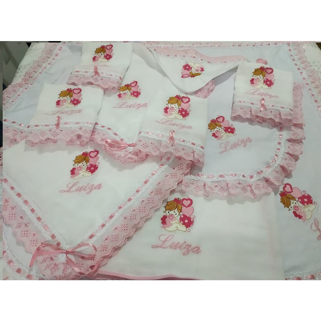Kit 5 peças personalizado toalha fralda com capuz, fralda ombro bordada bebe presente chá enxoval maternidade