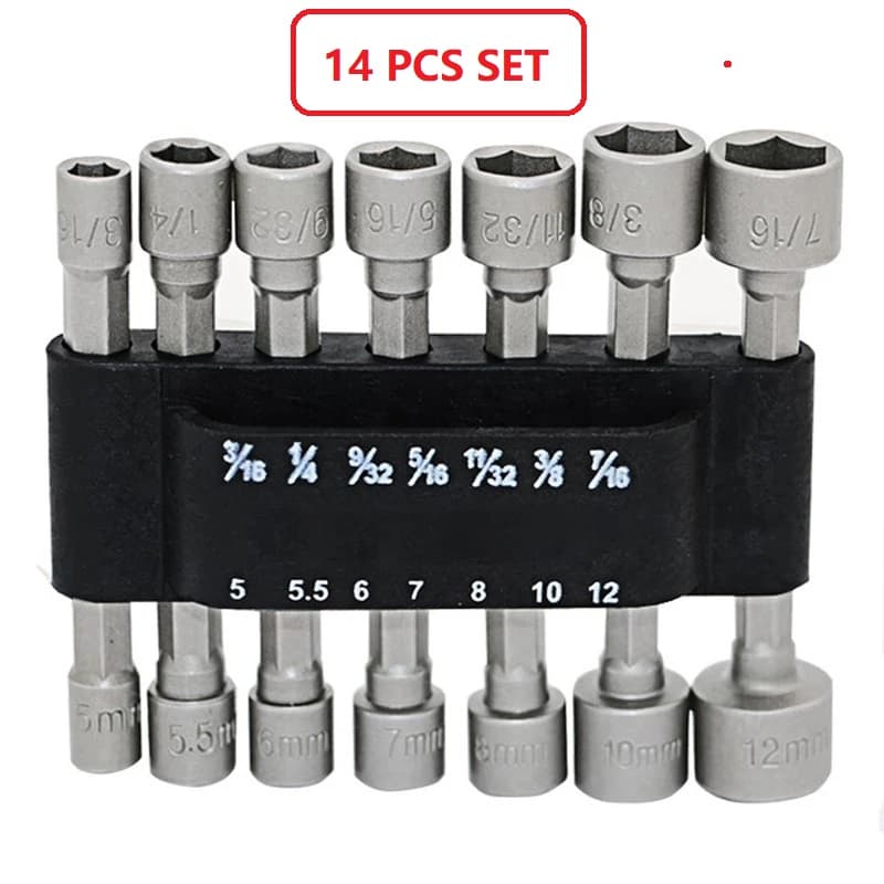 14 Pçs Hexágono Porca Driver Broca Soquete Chave De Fenda Conjunto Adaptador Para Elétrica Lidar Com Ferramentas