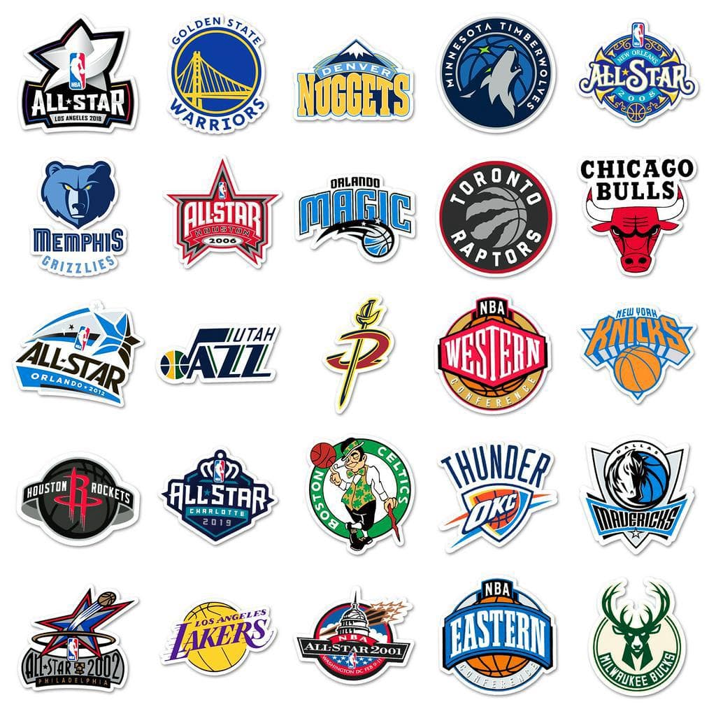 50 Peças Engraçado Basquete NBA Equipe Logotipo Adesivos À Prova Dwaterproof Água DIY Para Telefones Portátil Carro Ades
