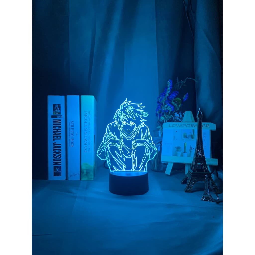 Manga Death Note L Lawliet Figura Led Night Light Decoração Lâmpada De Mesa Ryuk Figura Luminária acrílico led 3d abajur