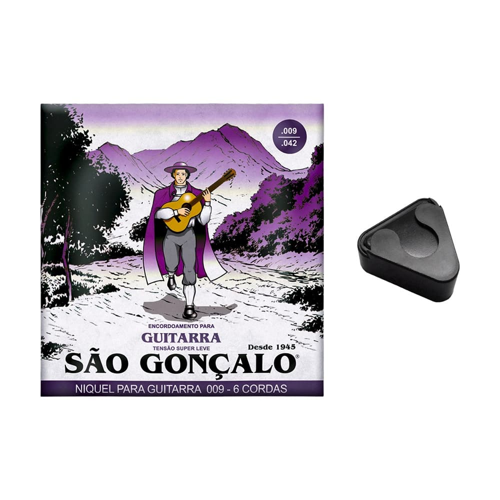 Kit Encordoamento 009 Super Leve p Guitarra + Porta Palhetas