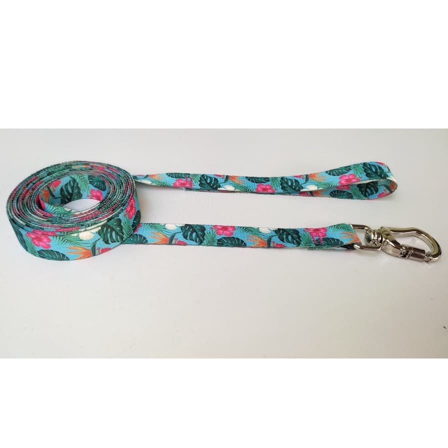 Guia Longo Para Cães  - Verde Floral