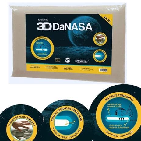 Travesseiro 3D Danasa Alto 13cm Altura Duoflex  Espuma Viscoelástica DT3241