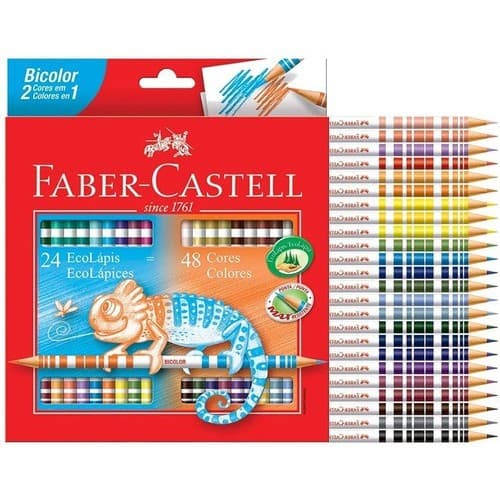 Lápis De Cor Faber Castell Bicolor 48 Cores Ponta Max Resistente Lacrado