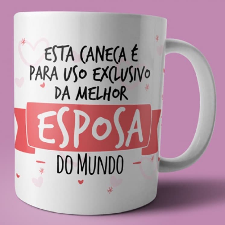 Caneca xícara de Porcelana Louça Personalizada Uso exclusivo Melhor Esposa do Mundo