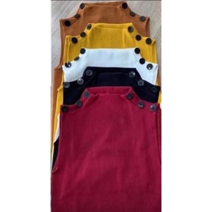 Blusinha Gola Alta Botão Ombro  Feminina Sem Bojo Canelada Moda Verão