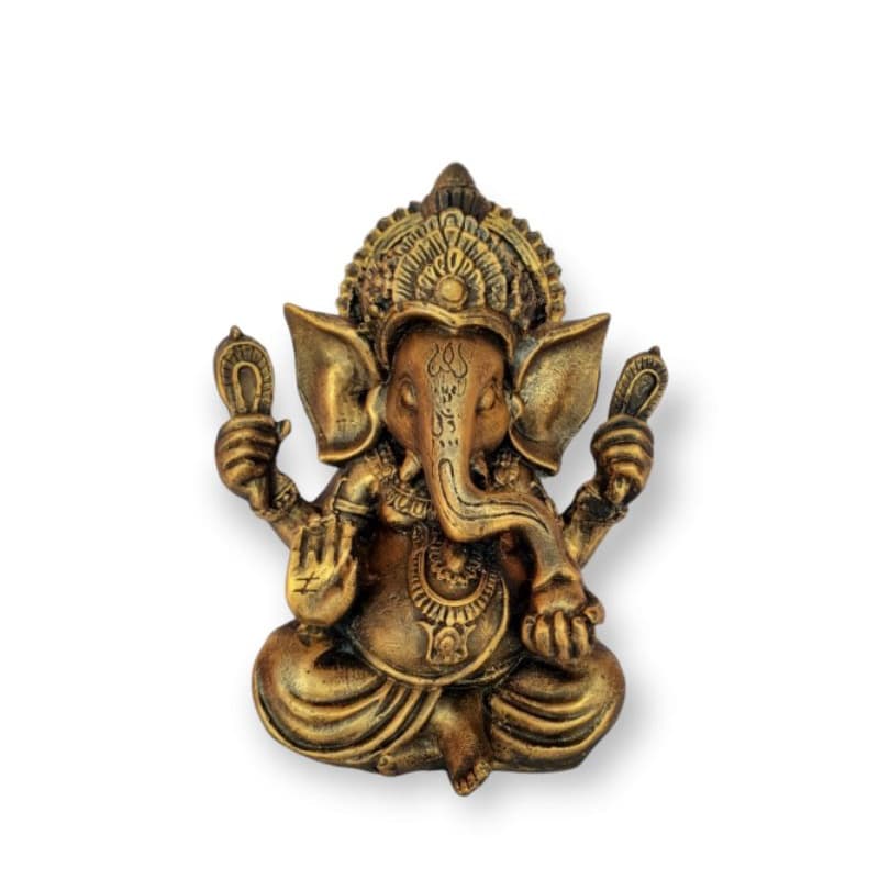 Ganesha Hindu Deus Sorte Prosperidade Sabedoria Resina Dourada