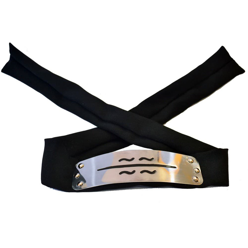 Bandana Preta Naruto Vila da Nevoa Renegada Kisame Anime Cosplay Flexível Placa Esmaltada De Aço Inox Faixa Ninja
