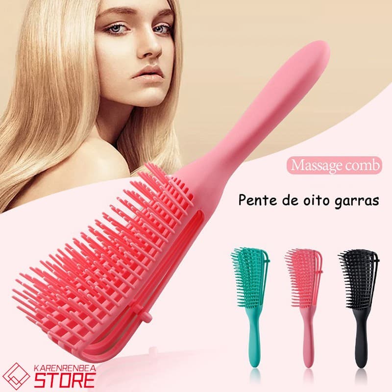 Escova Para Cabelo Cacheado Pente Polvo Pronta