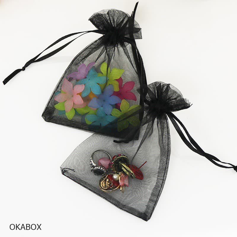 100 saquinhos de organza preto 9x12