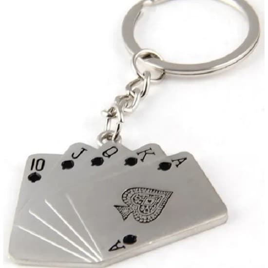 Chaveiro de Cartas Baralho Poker em Metal - Poquer - Presente Lembrança